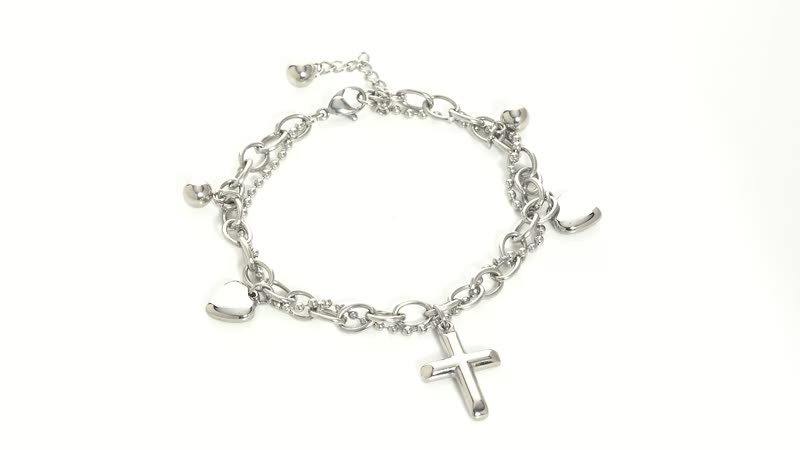 Bracelet with Charms in Stainless Steel (7.50 In)