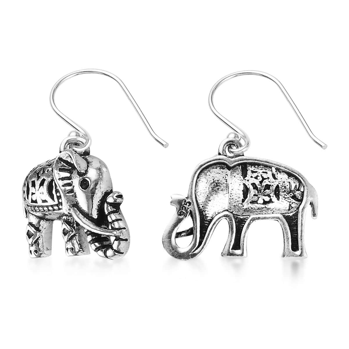 Sterling Silver Elephant Earrings, Silver Dangle Earrings image number 3