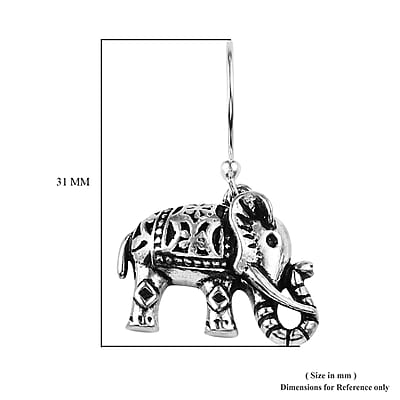 Elephant Earrings in Sterling Silver, Silver Dangle Earrings