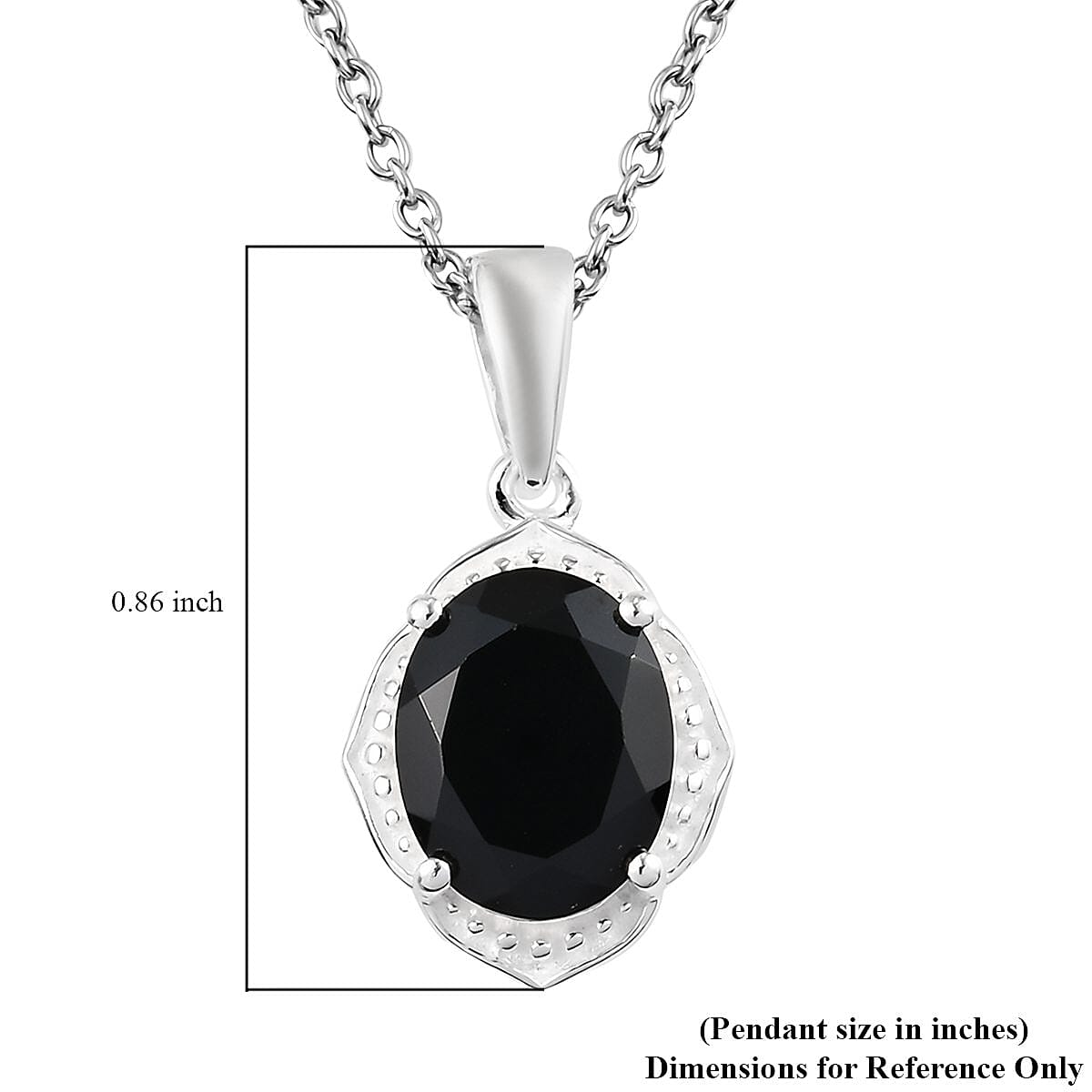 Thai Black Spinel 3.35 ctw Pendant in Sterling Silver with Stainless Steel Necklace 20 Inches 