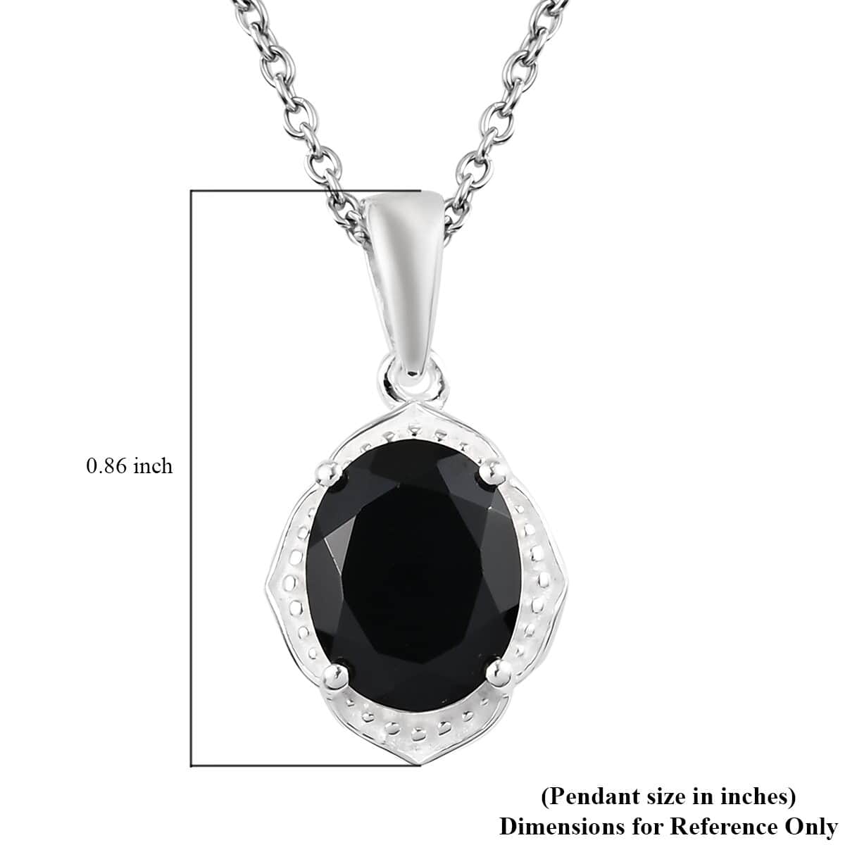 Thai Black Spinel Pendant in Sterling Silver with Stainless Steel Necklace 20 Inches 3.35 ctw image number 6