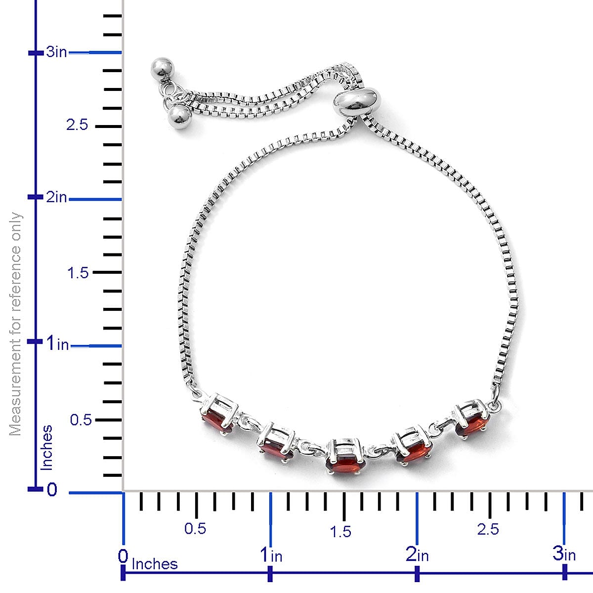 Mozambique Garnet Bolo Bracelet in Sterling Silver and Stainless Steel 2.80 ctw 