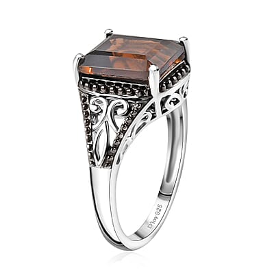 Brazilian Smoky Quartz Solitaire Ring in Platinum Over Sterling Silver (Size 11.0) 3.65 ctw