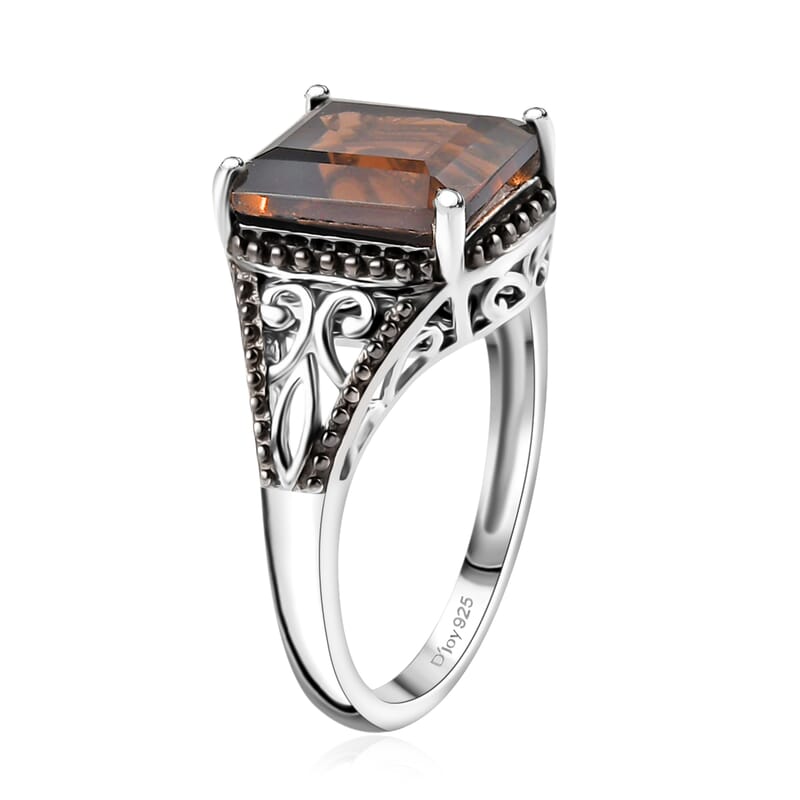 Brazilian Smoky Quartz Solitaire Ring in Platinum Over Sterling Silver (Size 11.0) 3.65 ctw