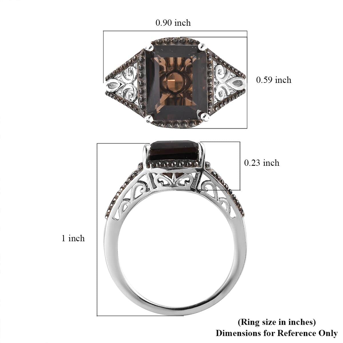 Brazilian Smoky Quartz Solitaire Ring in Platinum Over Sterling Silver (Size 11.0) 3.65 ctw image number 7
