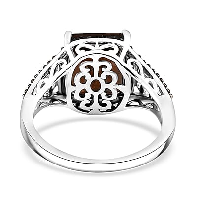 Brazilian Smoky Quartz 3.65 ctw Solitaire Ring in Platinum Over Sterling Silver (Size 6.0)