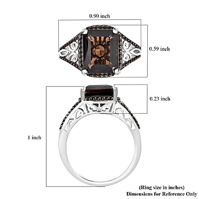 Brazilian Smoky Quartz 3.65 ctw Solitaire Ring in Platinum Over Sterling Silver (Size 6.0)