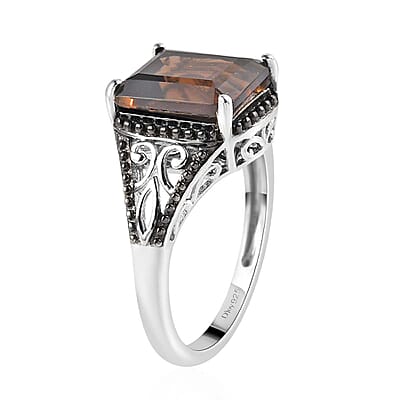 Brazilian Smoky Quartz Solitaire Ring in Platinum Over Sterling Silver (Size 8.0) 3.65 ctw