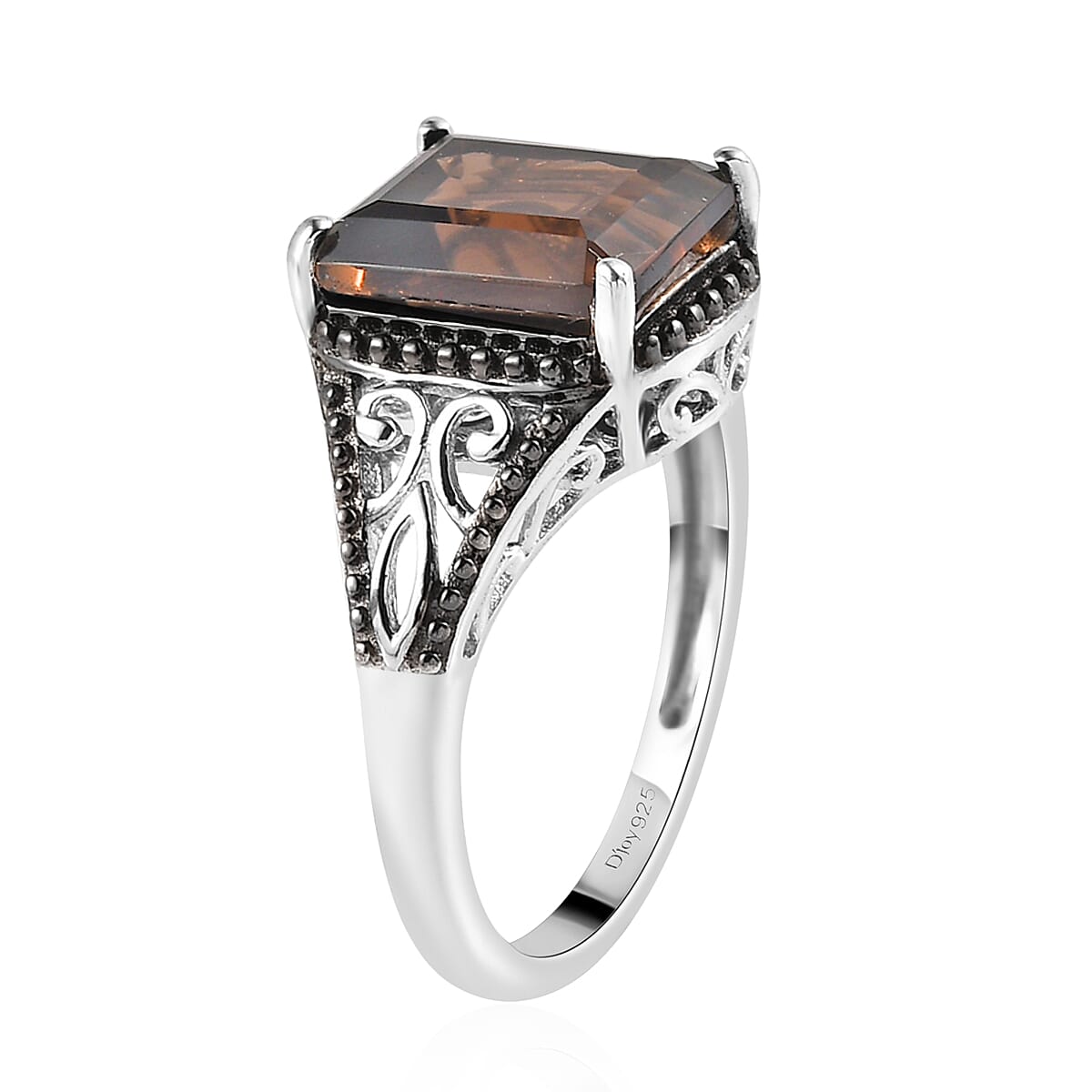 Brazilian Smoky Quartz 3.65 ctw Solitaire Ring in Platinum Over Sterling Silver (Size 9.0)