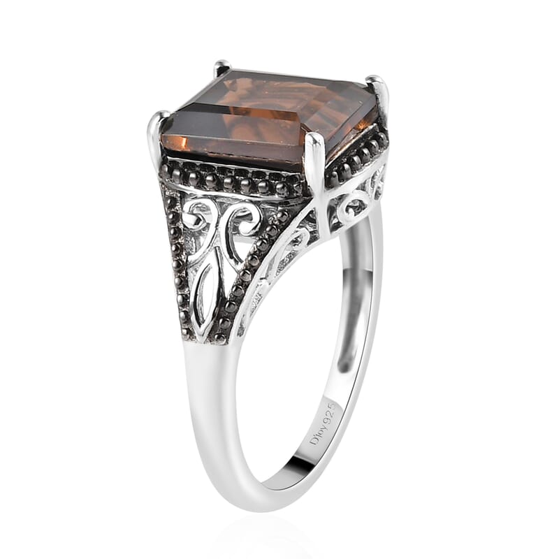 Brazilian Smoky Quartz 3.65 ctw Solitaire Ring in Platinum Over Sterling Silver (Size 9.0)