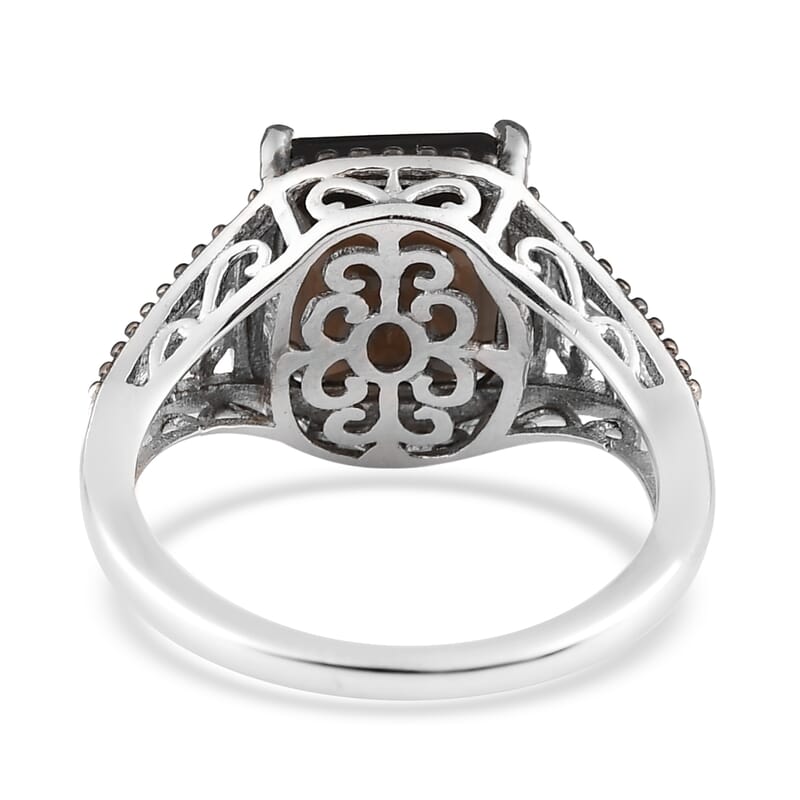 Brazilian Smoky Quartz 3.65 ctw Solitaire Ring in Platinum Over Sterling Silver (Size 9.0)