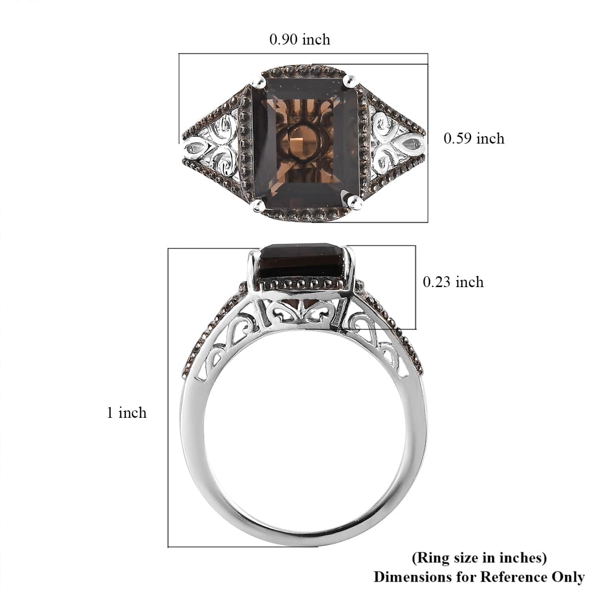 Brazilian Smoky Quartz Solitaire Ring in Platinum Over Sterling Silver (Size 9.0) 3.65 ctw image number 7