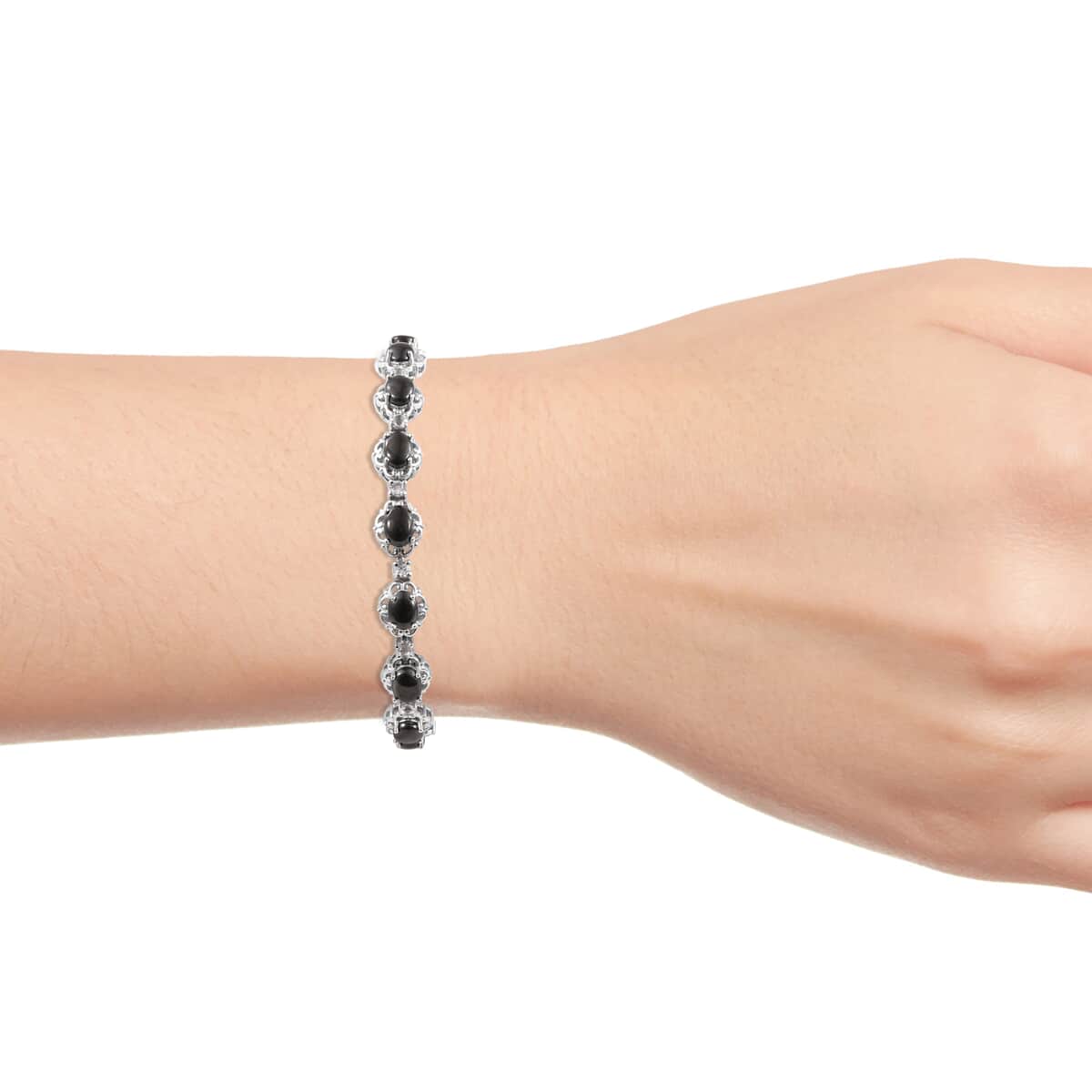 Shungite and White Topaz Bracelet in Platinum Over Sterling Silver (8.00 In) 16 Grams 8.90 ctw image number 2