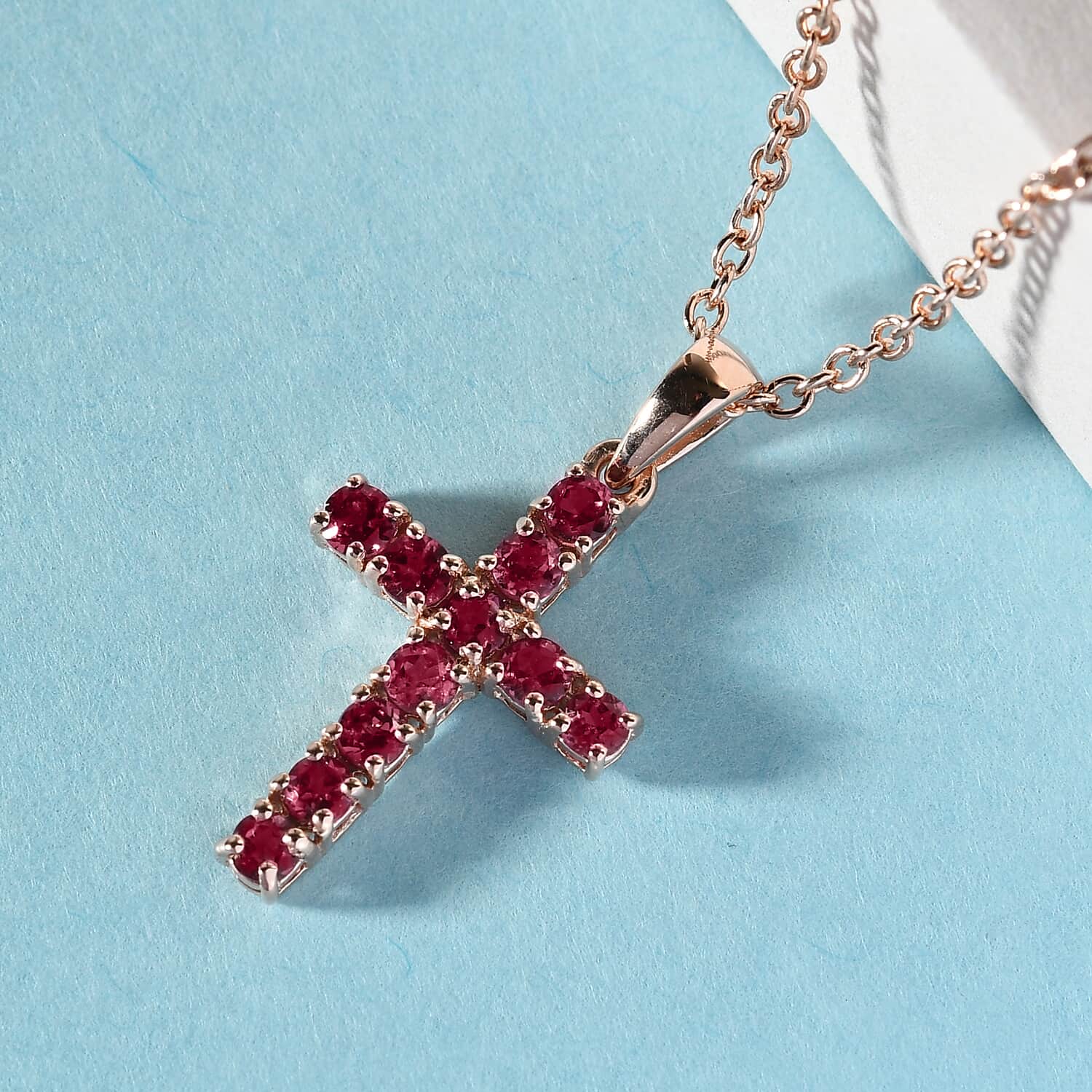 Sterling silver garnet hot sale cross pendant