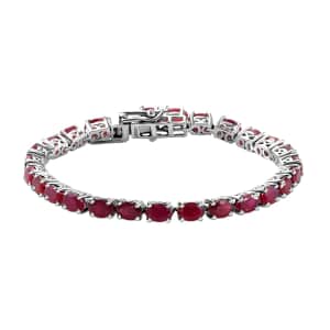 Niassa Ruby(FF) Bracelet in Platinum Over Sterling Silver, Silver Tennis Bracelet, Silver Tennis (6.50 In) 16.65 ctw