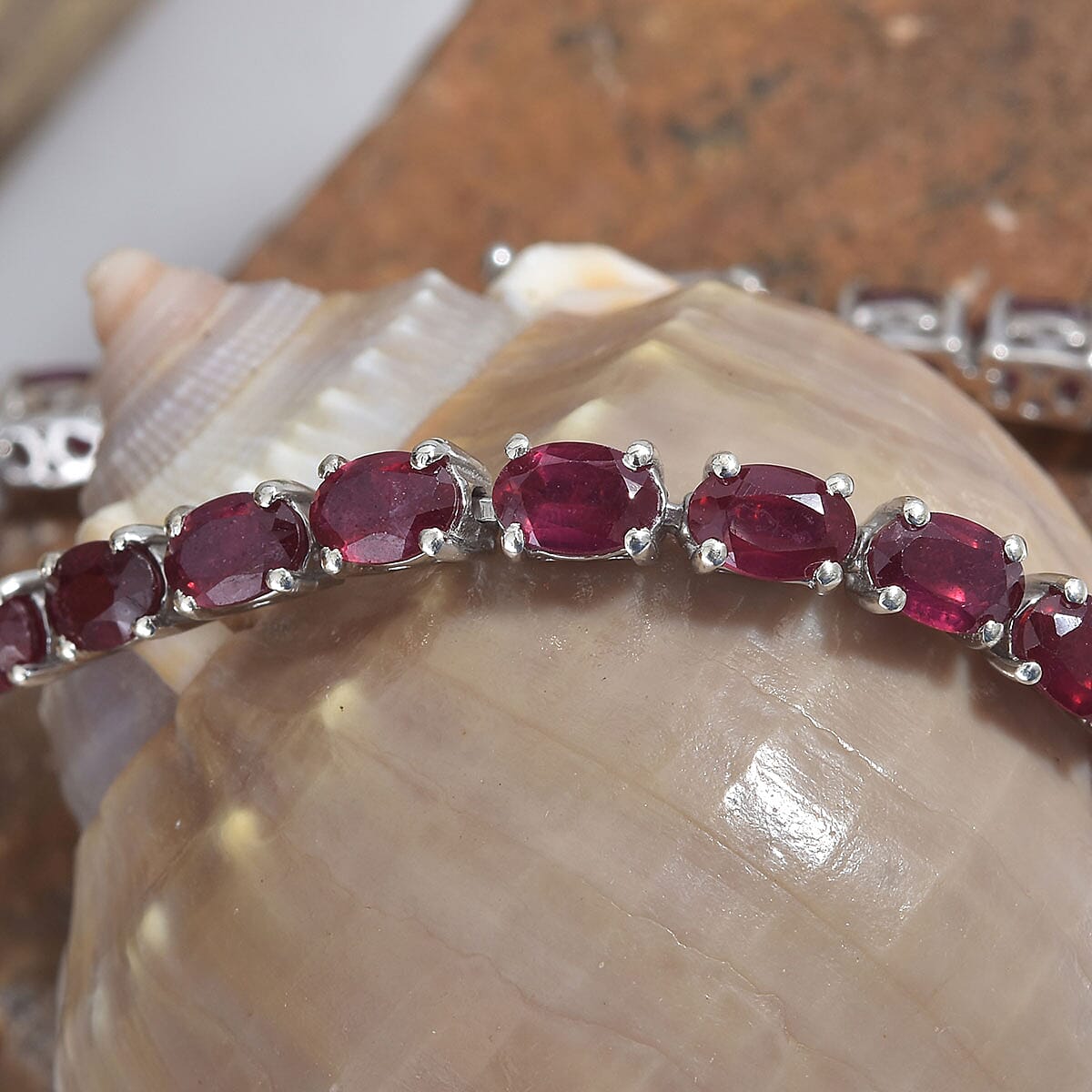 Niassa Ruby (FF) Tennis Bracelet in Platinum Over Sterling Silver (8.00 In) 20.50 ctw image number 1