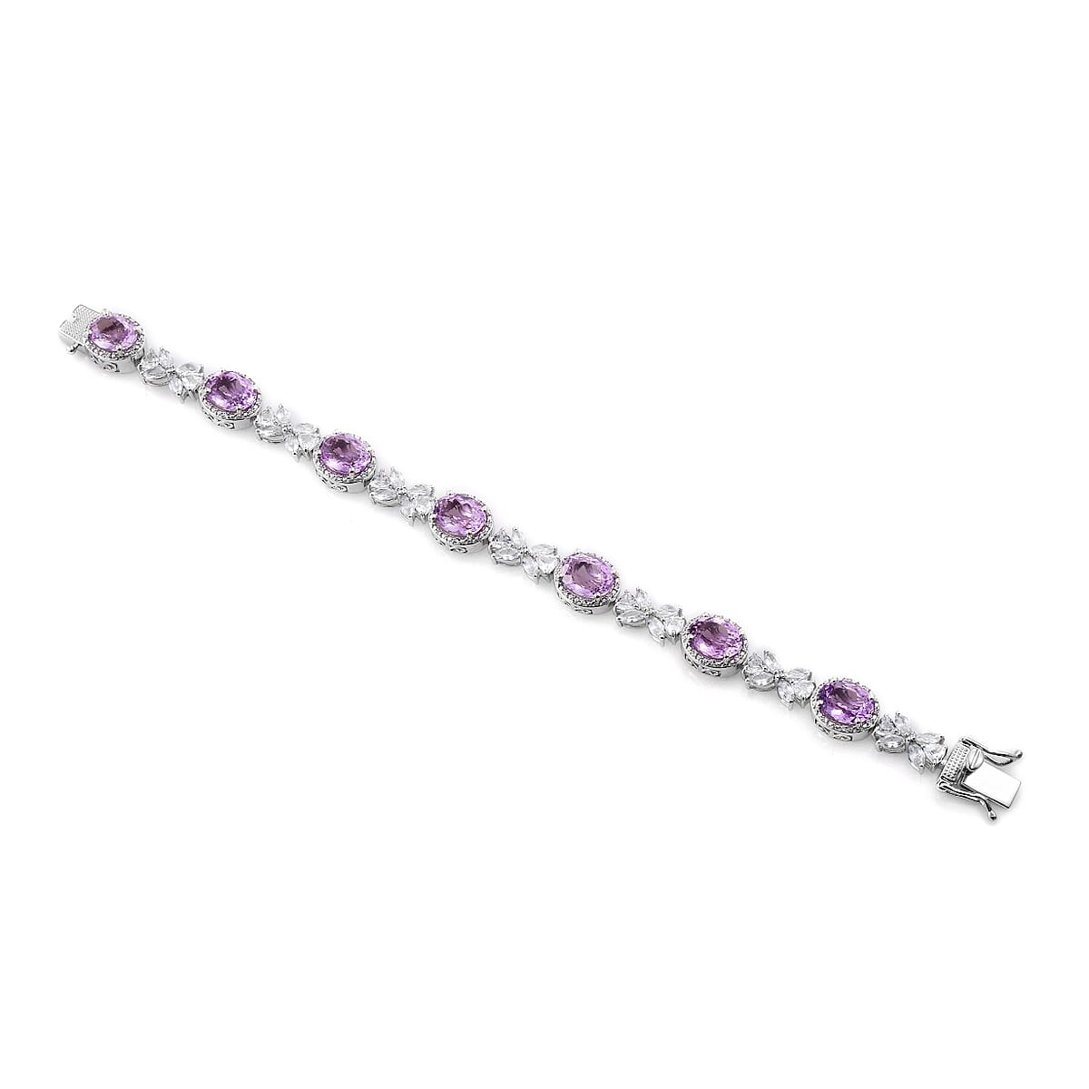 36.31 ctw Kunzite and Zircon Bracelet in Platinum Over Sterling Silver (7.25 In) image number 2