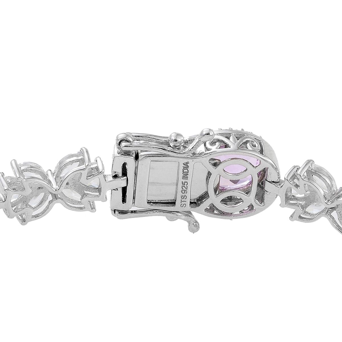 36.31 ctw Kunzite and Zircon Bracelet in Platinum Over Sterling Silver (7.25 In) image number 3