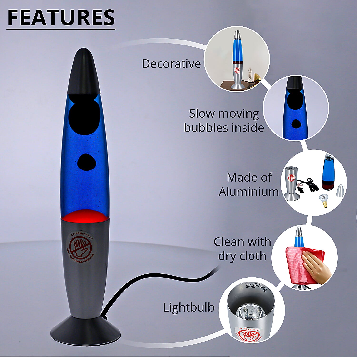 Red Groovy Wax Lava Motion Lamp with Aluminium Base (13.20 Inches)