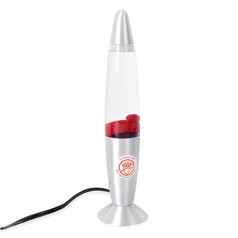 Red Groovy Wax Lava Motion Lamp with Aluminium Base (14 in)