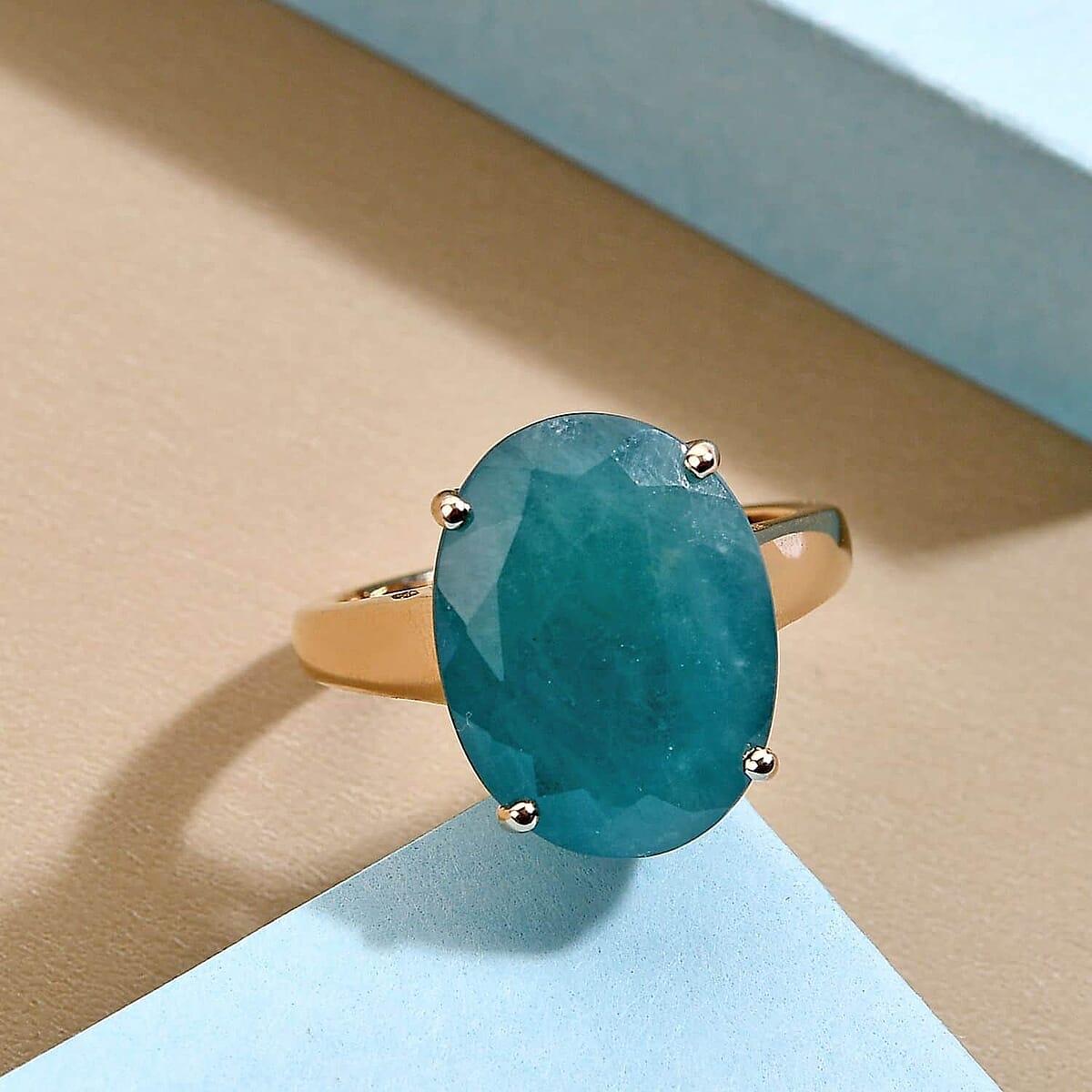 Luxoro 14K Yellow Gold Premium Grandidierite Solitaire Ring (Size 7.0) 4.25 Grams 10.15 ctw image number 1