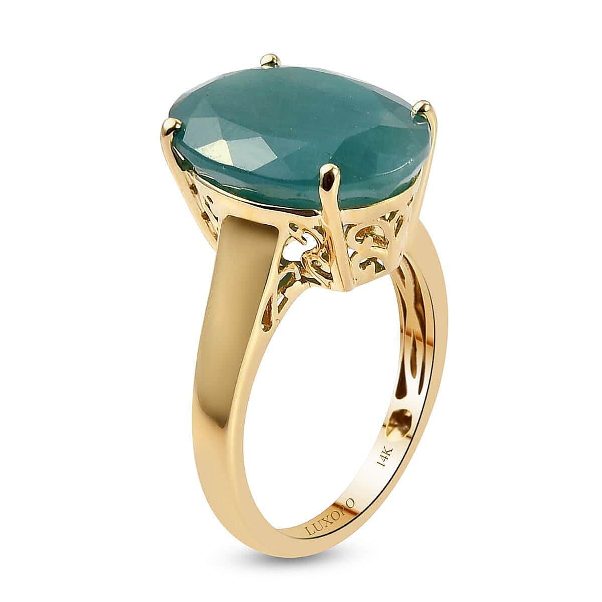 Luxoro 14K Yellow Gold Premium Grandidierite Solitaire Ring (Size 7.0) 4.25 Grams 10.15 ctw image number 3