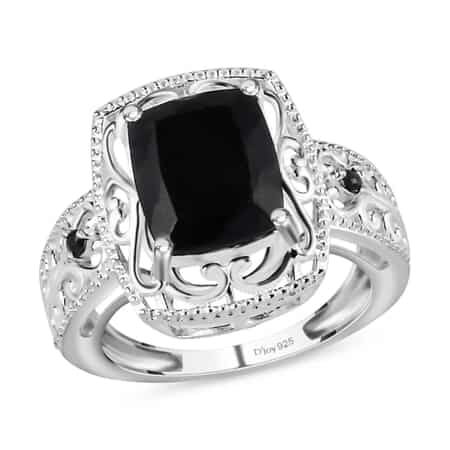 Anniversary Ring Natural Black Spinel Ring Black Gems Ring Sterling Silver  Ring Pear Cut Gemstone Ring 