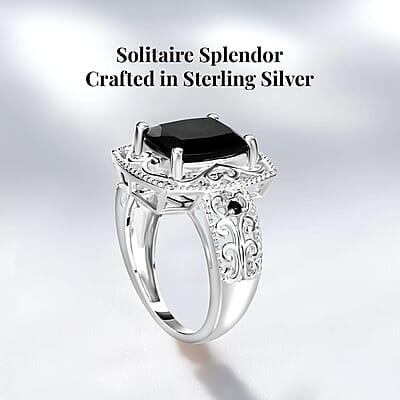 D'Joy Australian Black Tourmaline and Thai Black Spinel 3.40 ctw  Ring in Sterling Silver (Size 8.0)