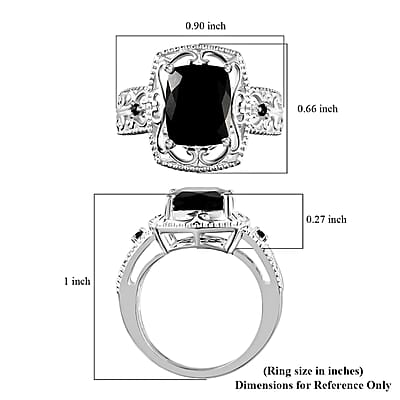 D'Joy Australian Black Tourmaline and Thai Black Spinel 3.40 ctw  Ring in Sterling Silver (Size 8.0)
