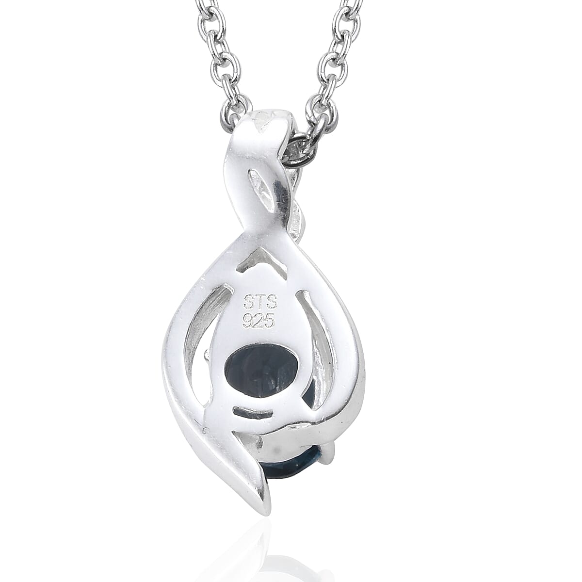 London Blue Topaz Pendant Necklace (20 in) in Sterling Silver and Stainless Steel 0.85 ctw image number 4