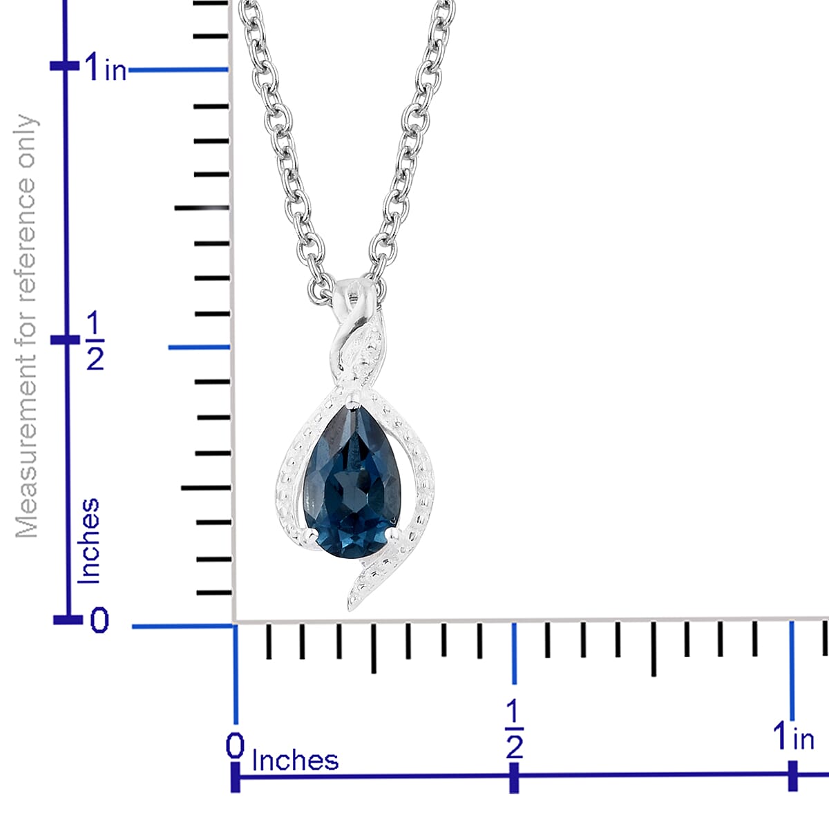 London Blue Topaz Pendant Necklace (20 in) in Sterling Silver and Stainless Steel 0.85 ctw image number 5