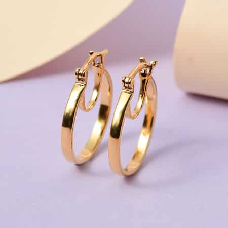 14K Yellow Gold Plated Sterling Silver Inside Out Hoop Earrings 3.40 Grams image number 1