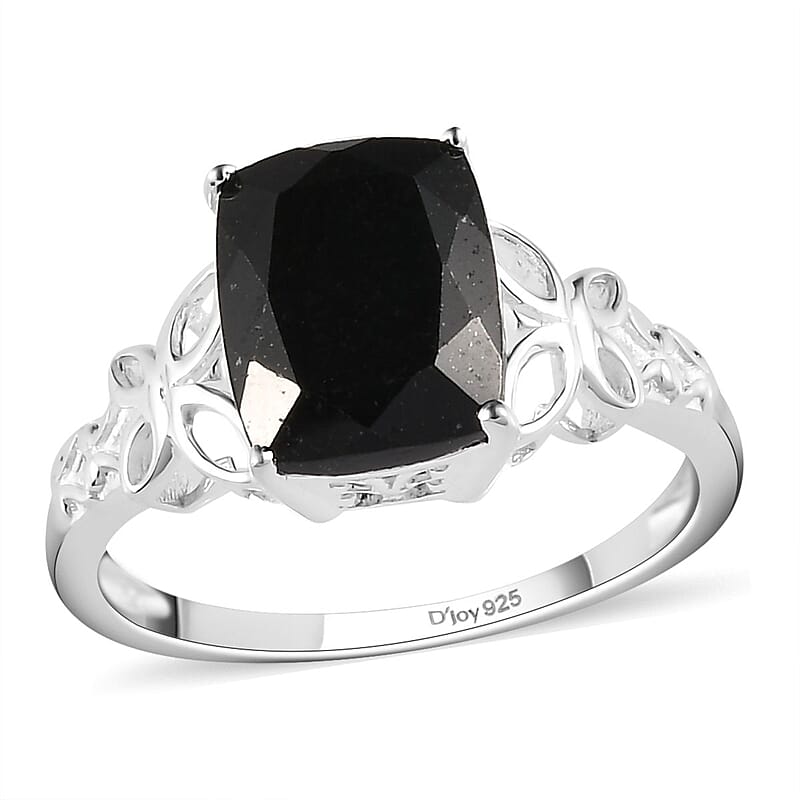 D'Joy Australian Black Tourmaline 3.50 ctw Solitaire Ring in Sterling Silver (Size 10.0)