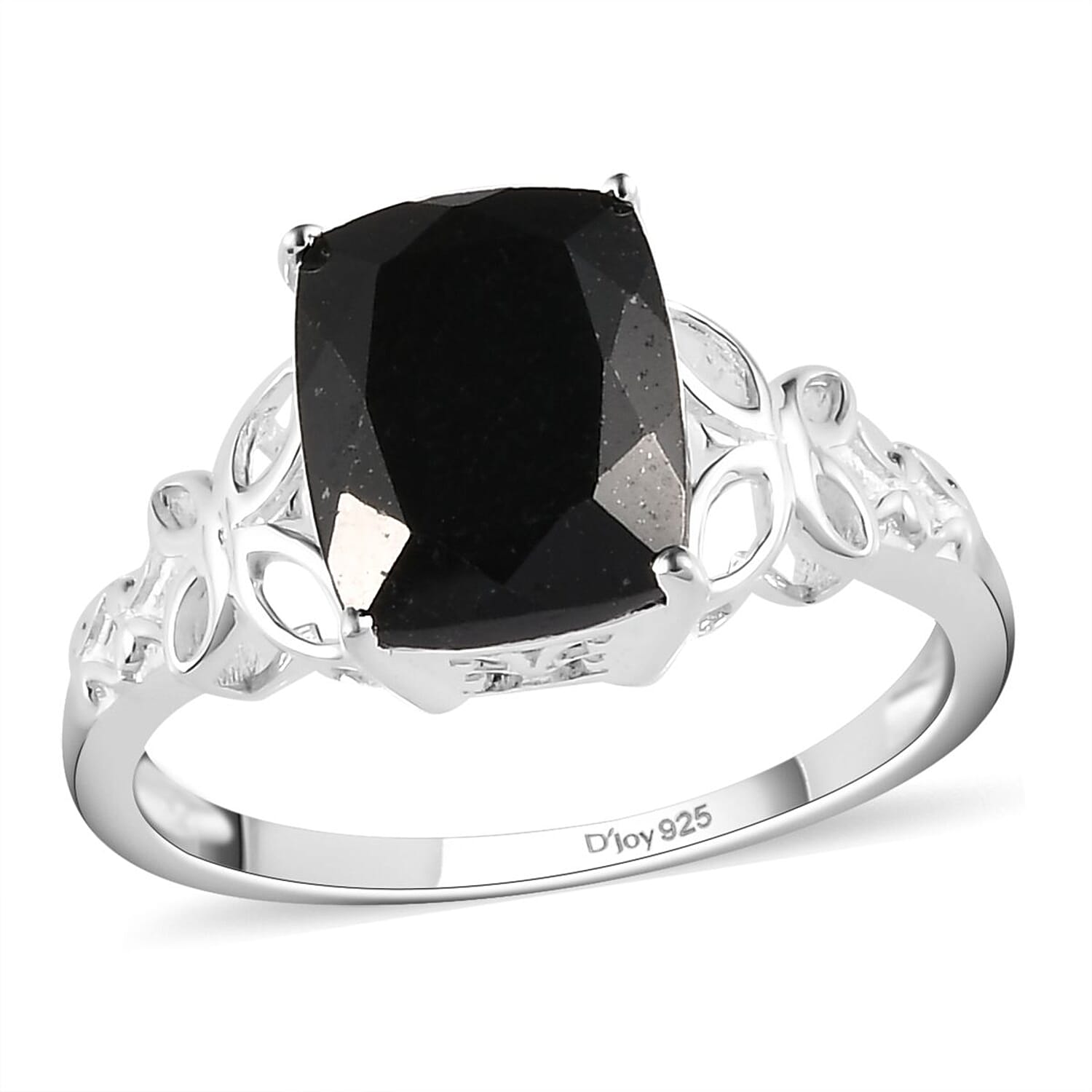 D'Joy Australian Black Tourmaline 3.50 ctw Solitaire Ring in Sterling Silver (Size 10.0)