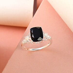 D'Joy Australian Black Tourmaline 3.50 ctw Solitaire Ring in Sterling Silver (Size 10.0)