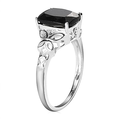 D'Joy Australian Black Tourmaline 3.50 ctw Solitaire Ring in Sterling Silver (Size 10.0)
