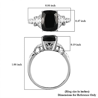 D'Joy Australian Black Tourmaline 3.50 ctw Solitaire Ring in Sterling Silver (Size 10.0)