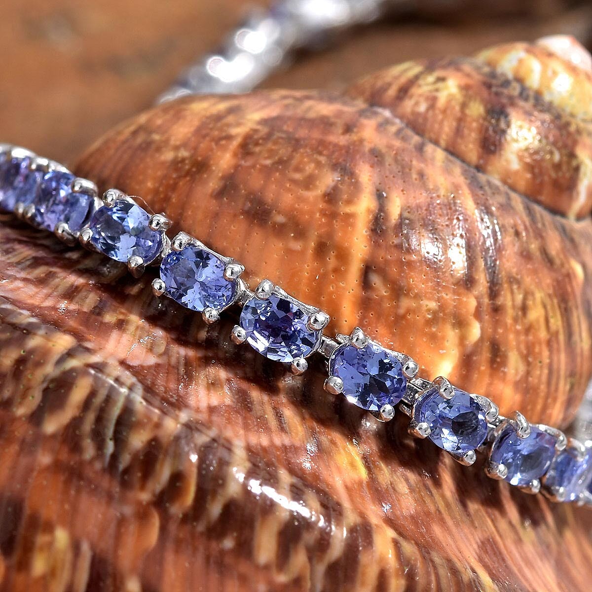 Tanzanite Tennis Bracelet in Platinum Over Sterling Silver (7.25 In) 6.40 ctw image number 1
