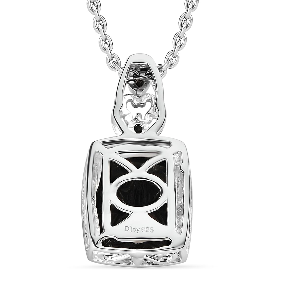 Australian Black Tourmaline and Thai Black Spinel 4.75 ctw Pendant in Sterling Silver with Stainless Steel Necklace 20 Inches