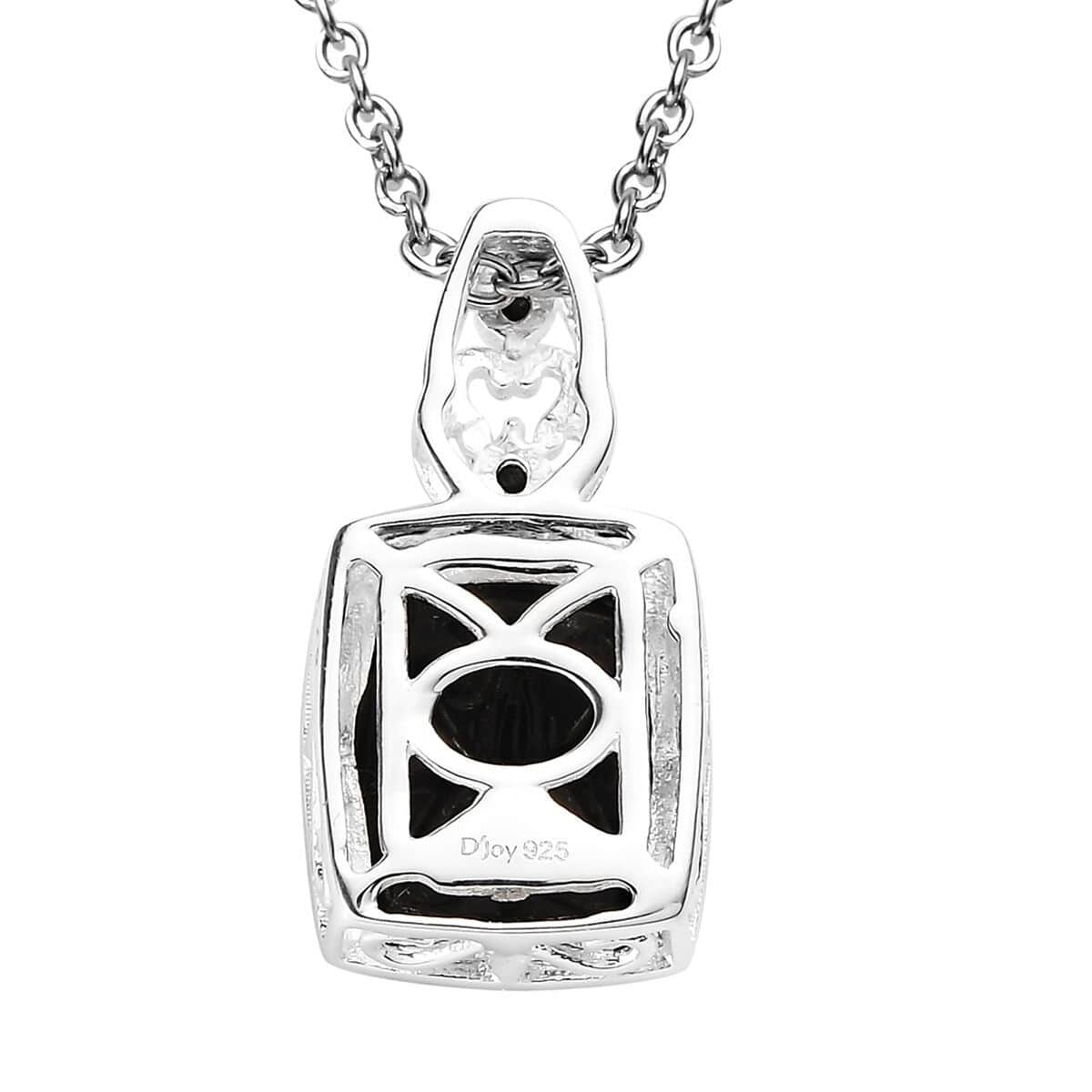 Australian Black Tourmaline and Thai Black Spinel Pendant in Sterling Silver with Stainless Steel Necklace 20 Inches 4.75 ctw image number 6