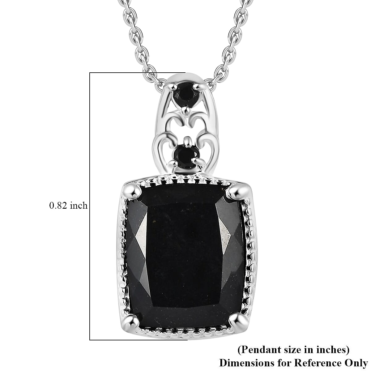 Australian Black Tourmaline and Thai Black Spinel 4.75 ctw Pendant in Sterling Silver with Stainless Steel Necklace 20 Inches