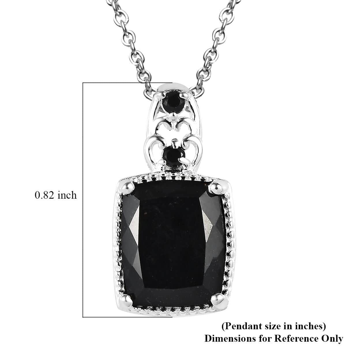 Australian Black Tourmaline and Thai Black Spinel Pendant in Sterling Silver with Stainless Steel Necklace 20 Inches 4.75 ctw image number 8