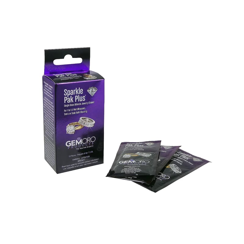 GEMORO Sparkle Pak Plus: Set of 10 Jewelry Cleaning Solution Packs , At Home Best Jewelry Cleaner , Silver Cleaning Solution