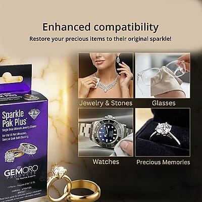 GEMORO Sparkle Pak Plus: Set of 10 Jewelry Cleaning Solution Packs , At Home Best Jewelry Cleaner , Silver Cleaning Solution