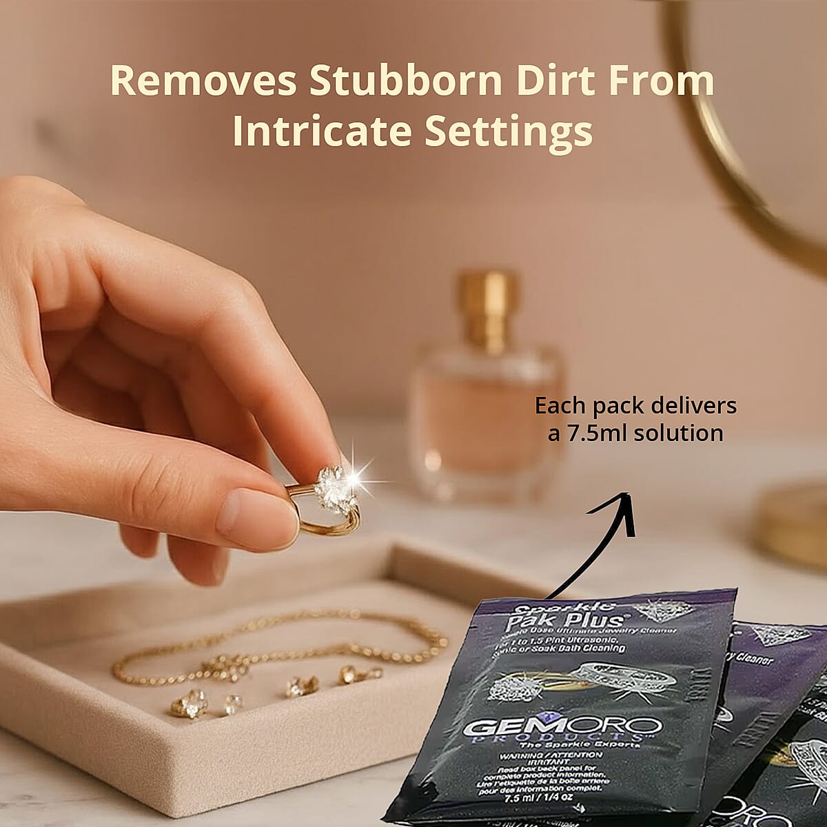 GEMORO Sparkle Pak Plus: Set of 10 Jewelry Cleaning Solution Packs , At Home Best Jewelry Cleaner , Silver Cleaning Solution image number 4