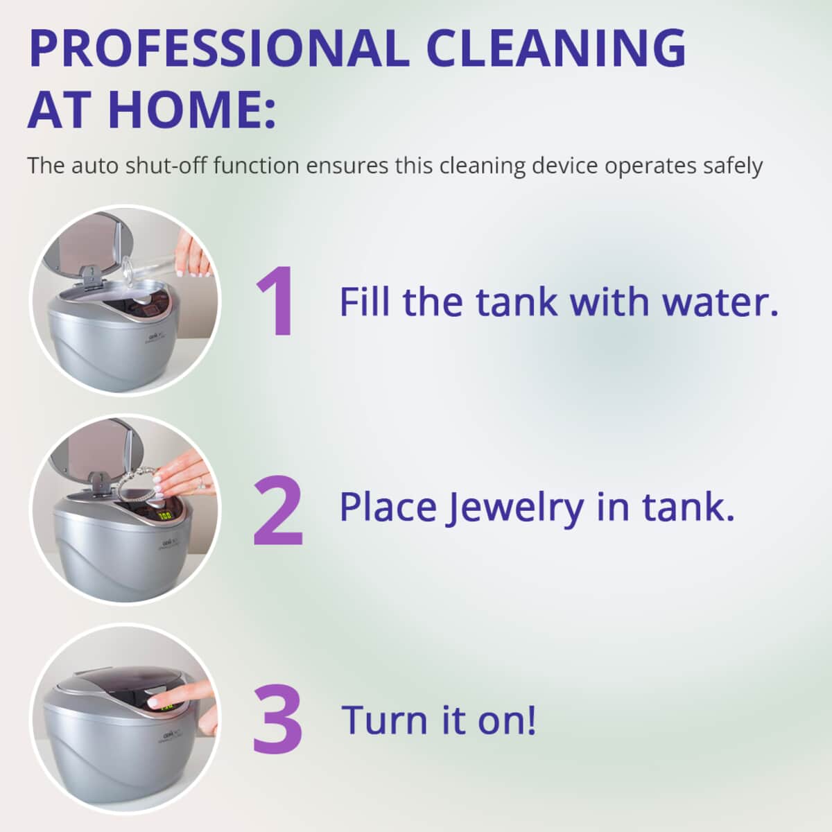 Gemoro Sparkle Spa Pro: Deluxe Personal Ultrasonic Jewelry Cleaner - Grey image number 3