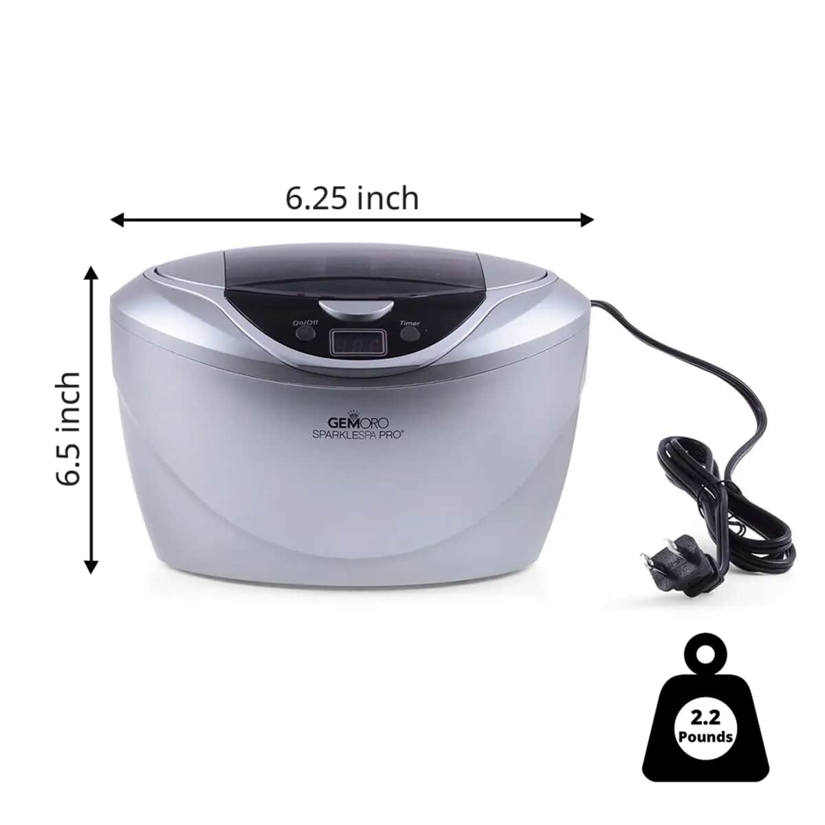 Gemoro Sparkle Spa Pro: Deluxe Personal Ultrasonic Jewelry Cleaner - Grey image number 5