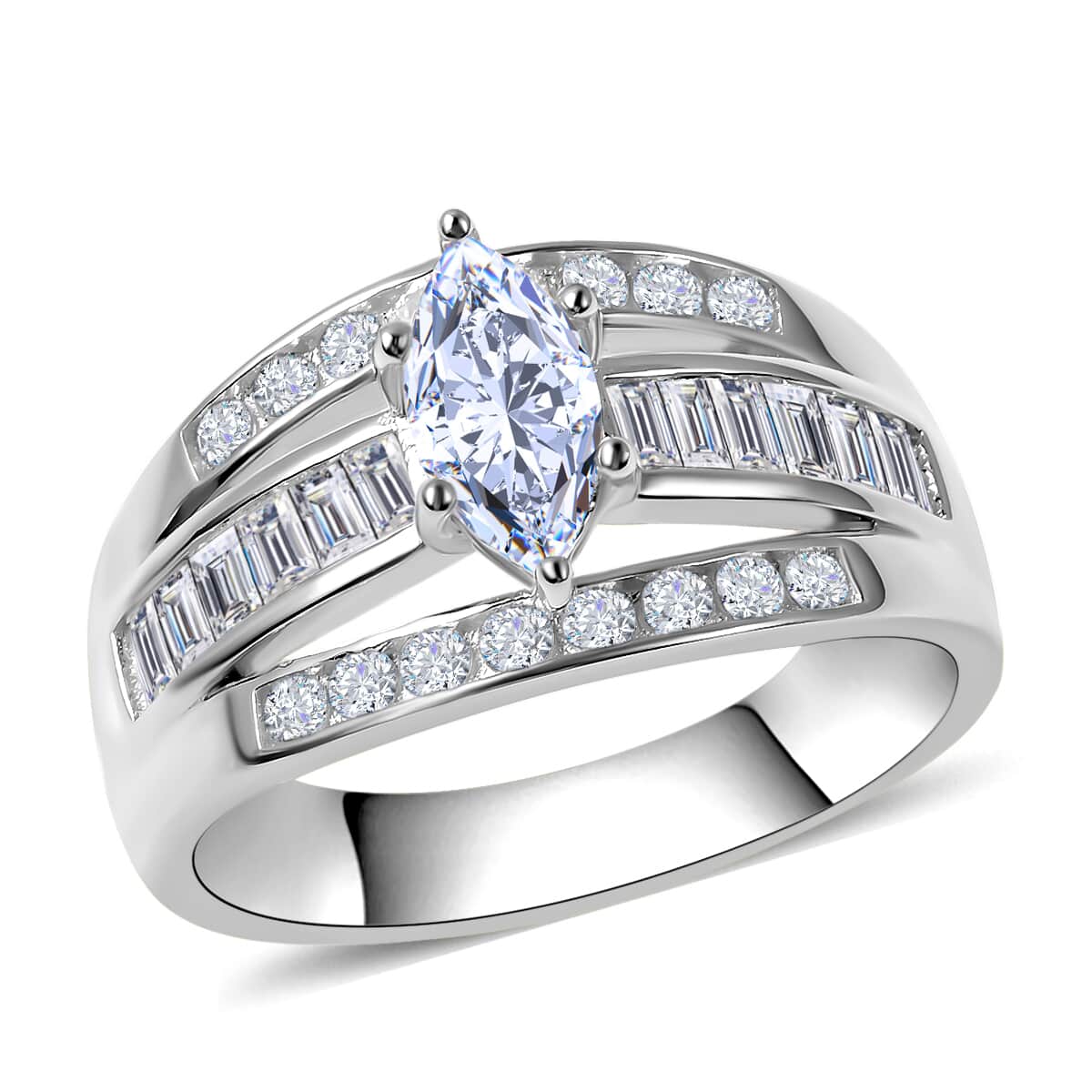 Simulated Diamond Ring in Sterling Silver image number 0