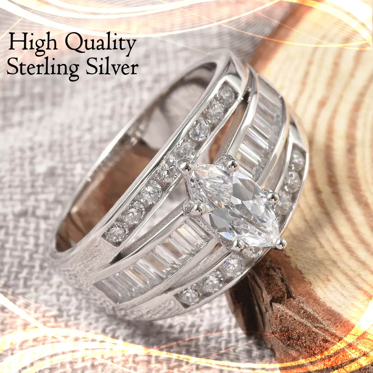 Simulated Diamond Ring in Sterling Silver image number 1
