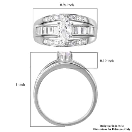 Simulated Diamond Band Ring in Sterling Silver, Three Row Simulated Diamond Ring, Engagement Rings For Women, Promise Rings 3.00 ctw (Size 10) image number 6